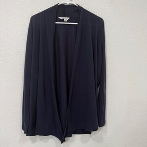 Market & Spruce Navy Blue Open Front Cardigan Long Sleeve Women's 1X